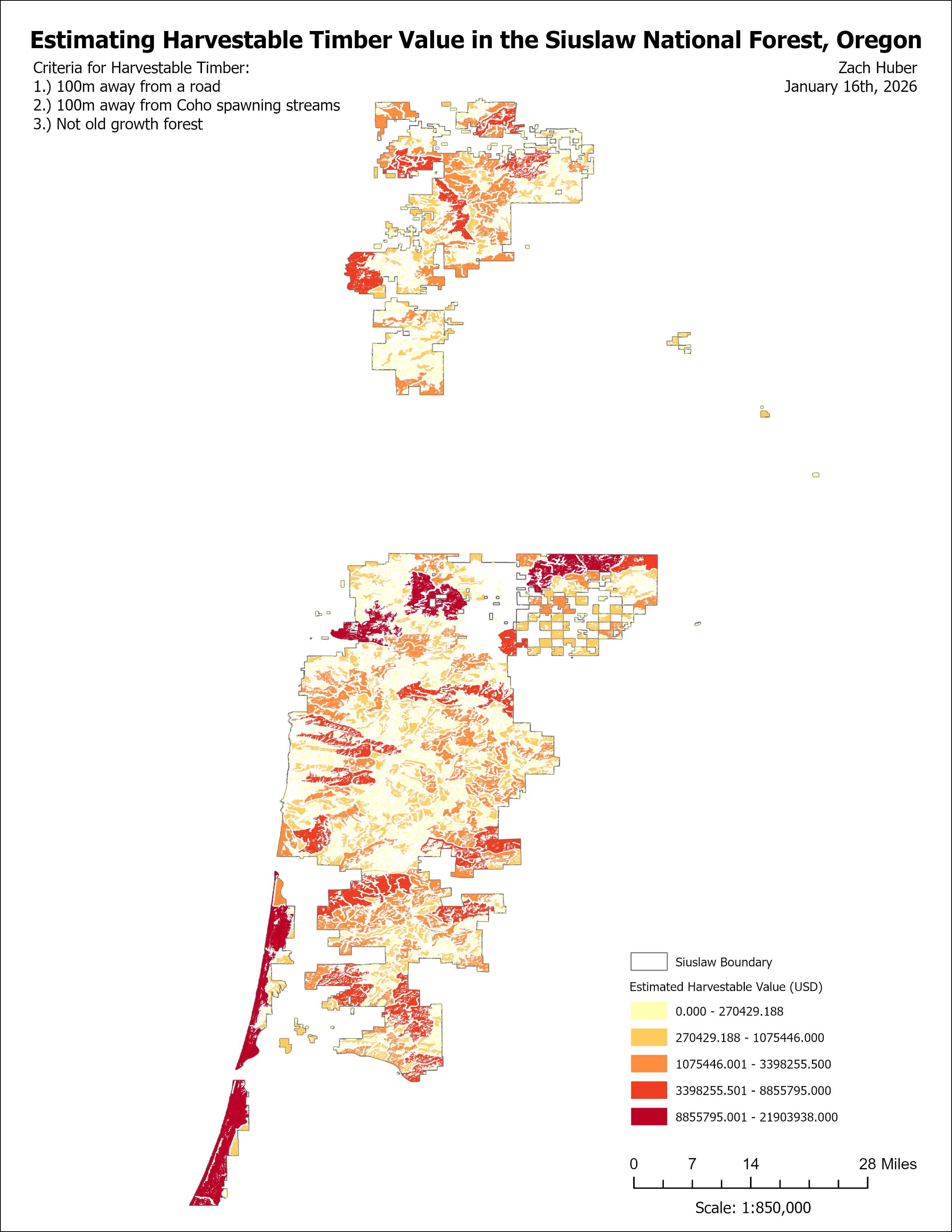 Timber value estimation map